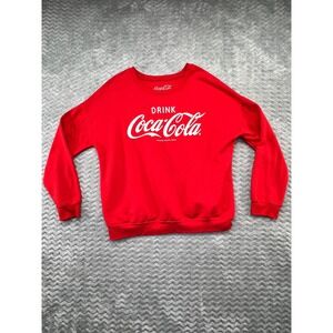 Coca Cola Sweatshirt Red Graphic Pullover Crew Neck Medium Womenswear